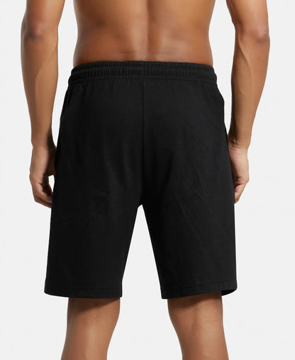 Super Combed Cotton Straight Fit Shorts with Side Pockets - Black