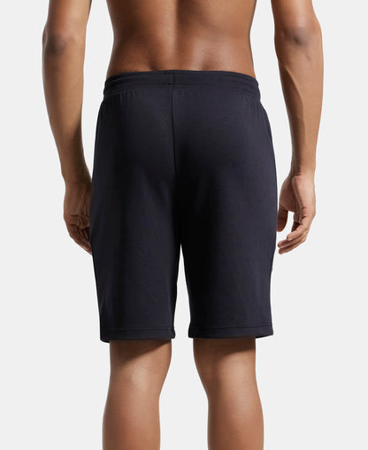 Super Combed Cotton Rich Straight Fit Shorts with Zipper Pockets - Black