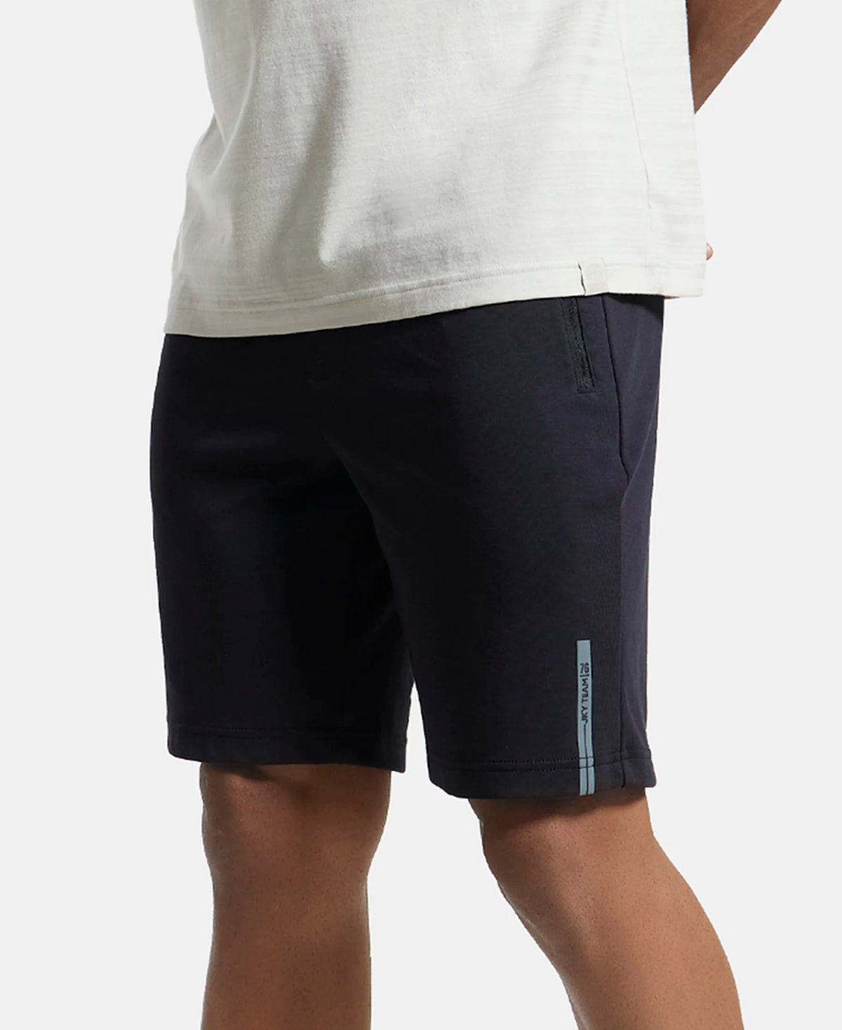 Super Combed Cotton Rich Straight Fit Shorts with Zipper Pockets - Black