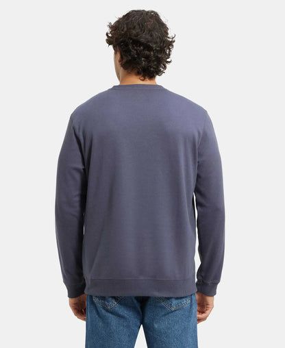 Super Combed Cotton Rich Pique Sweatshirt with Ribbed Cuffs - Odyssey grey
