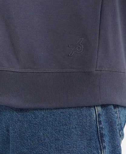 Super Combed Cotton Rich Pique Sweatshirt with Ribbed Cuffs - Odyssey grey