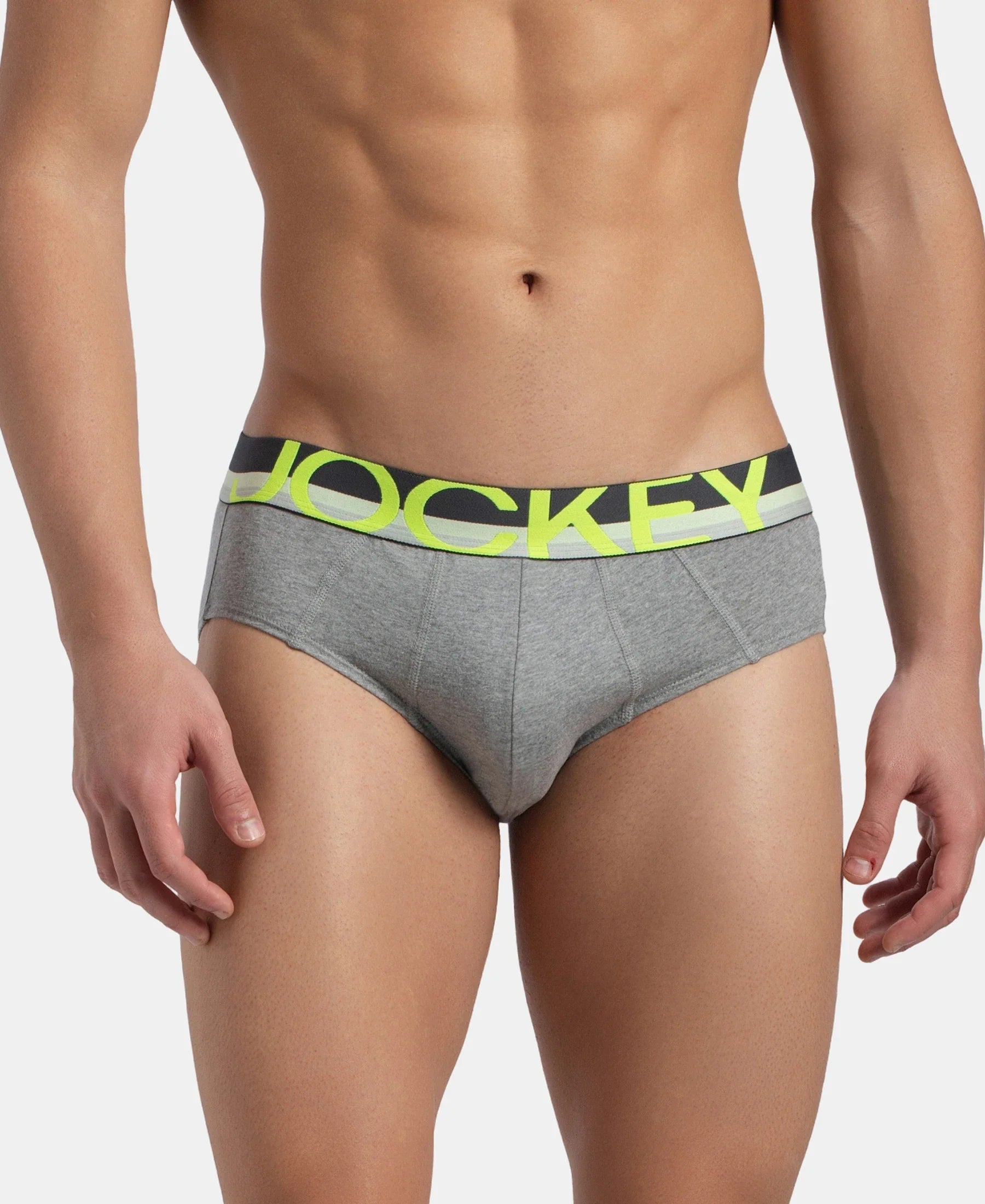 Super Combed Cotton Solid Brief with Ultrasoft Waistband - Grey