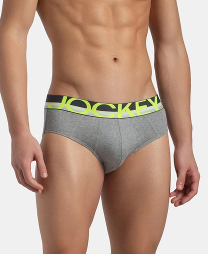Super Combed Cotton Solid Brief with Ultrasoft Waistband - Grey