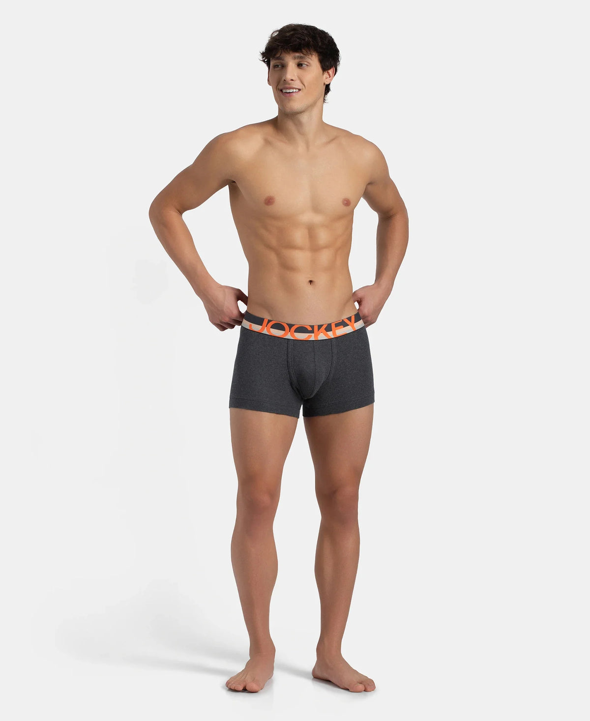 Super Combed Cotton Rib Solid Trunk with Ultrasoft Waistband - Charcoal Melange