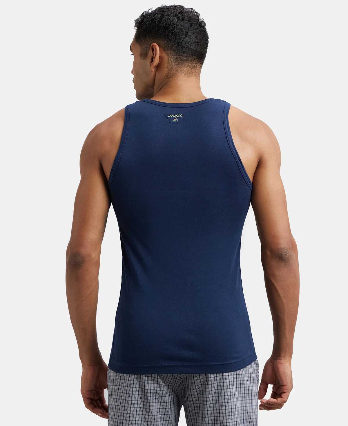 Super Combed Cotton Rib Round Neck Sleeveless Vest - Deep Navy