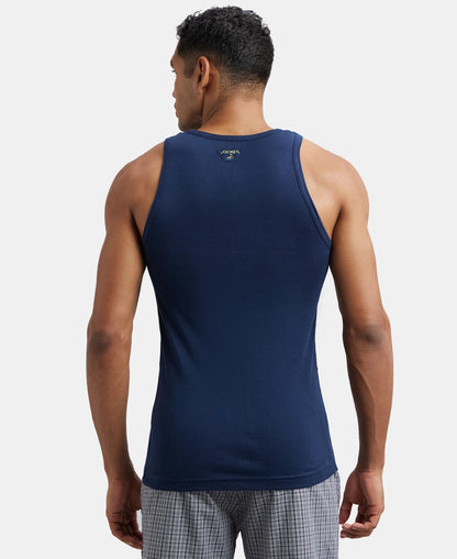 Super Combed Cotton Rib Round Neck Sleeveless Vest - Deep Navy