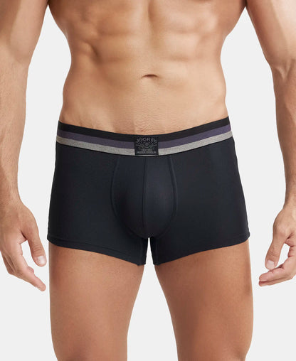 Microfiber Elastane Stretch Rib Solid Trunk with StayDry Treatment - Black