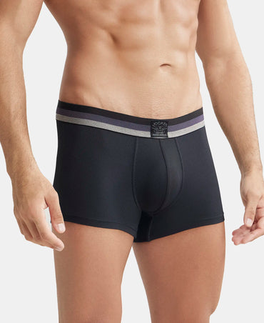 Microfiber Elastane Stretch Rib Solid Trunk with StayDry Treatment - Black