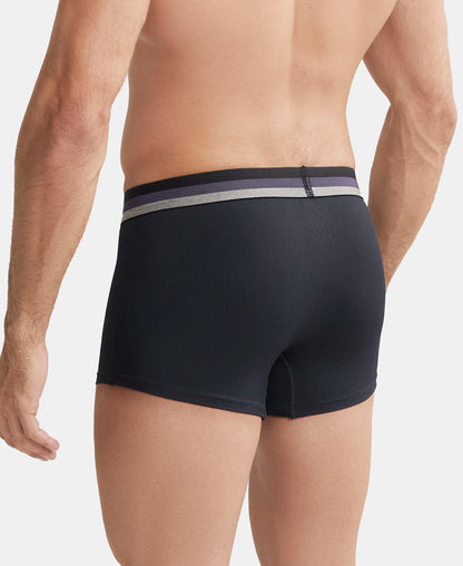 Microfiber Elastane Stretch Rib Solid Trunk with StayDry Treatment - Black