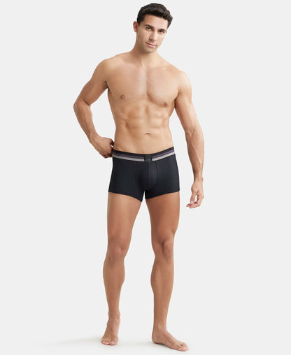 Microfiber Elastane Stretch Rib Solid Trunk with StayDry Treatment - Black