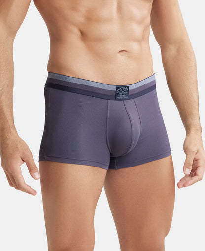 Microfiber Elastane Stretch Rib Solid Trunk with StayDry Treatment - Grey Stone