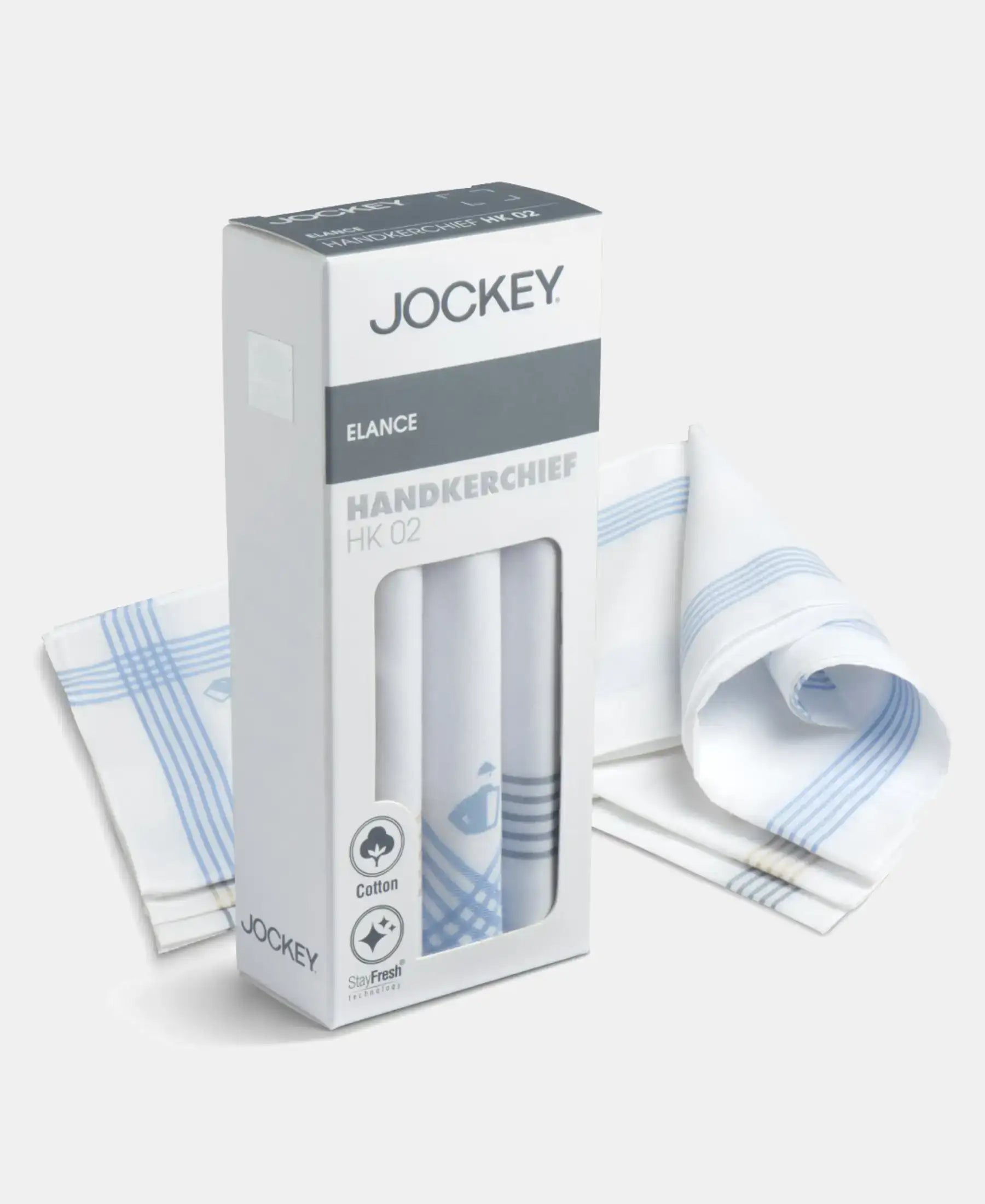 Super Combed Cotton Striped Border Handkerchief with Stay Fresh Properties - Assorted (Pack of 3)