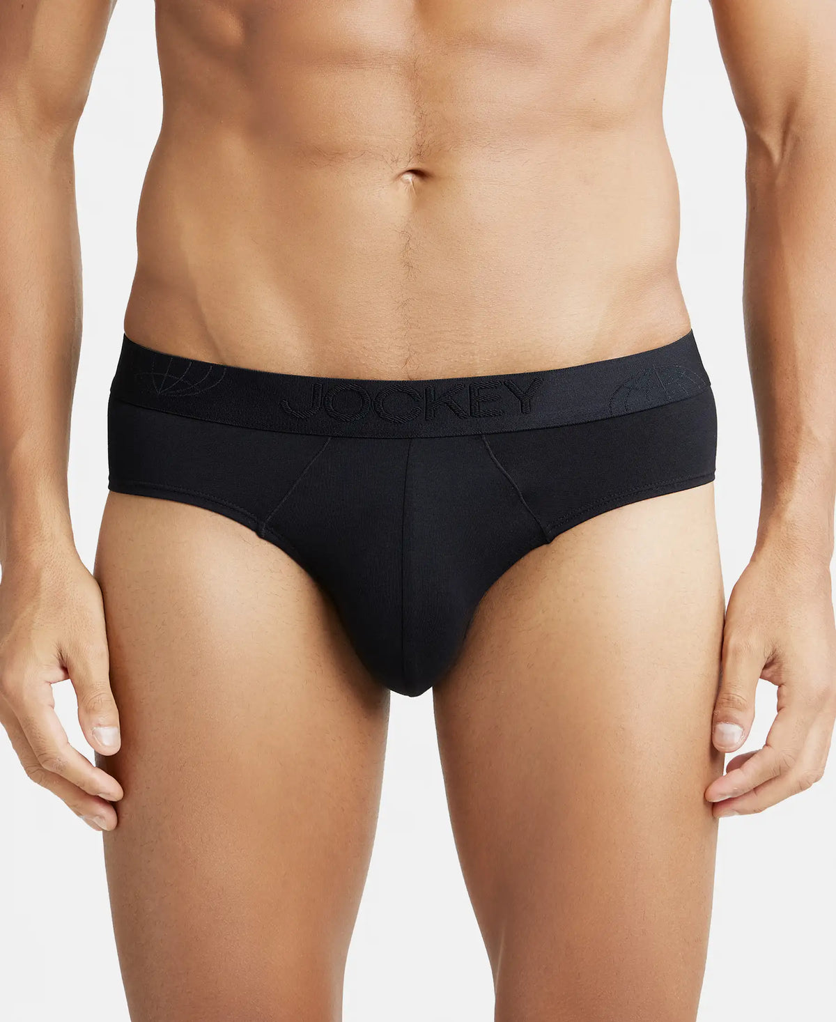 Tencel Micro Modal Cotton Elastane Stretch Solid Brief with Natural StayFresh Properties - Black