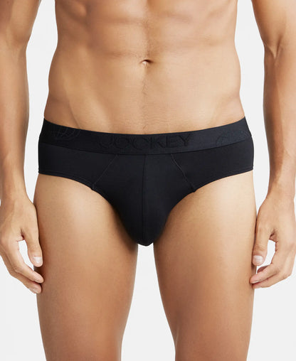 Tencel Micro Modal Cotton Elastane Stretch Solid Brief with Natural StayFresh Properties - Black