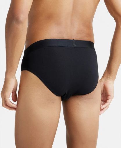 Tencel Micro Modal Cotton Elastane Stretch Solid Brief with Natural StayFresh Properties - Black