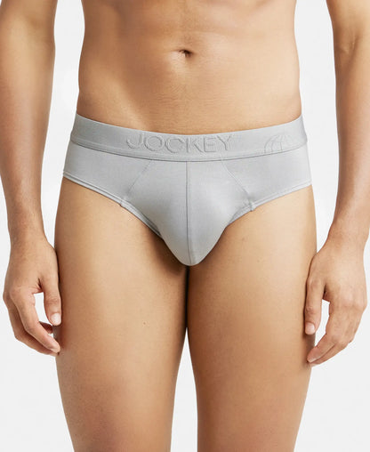Tencel Micro Modal Cotton Elastane Stretch Solid Brief with Natural StayFresh Properties - Bright Light Grey