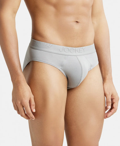 Tencel Micro Modal Cotton Elastane Stretch Solid Brief with Natural StayFresh Properties - Bright Light Grey