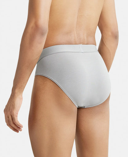 Tencel Micro Modal Cotton Elastane Stretch Solid Brief with Natural StayFresh Properties - Bright Light Grey