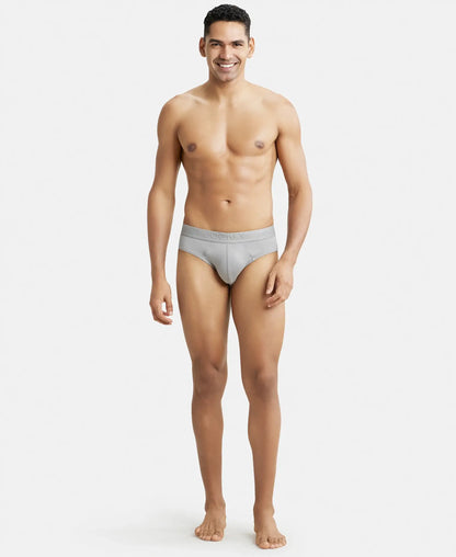 Tencel Micro Modal Cotton Elastane Stretch Solid Brief with Natural StayFresh Properties - Bright Light Grey