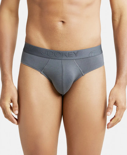 Tencel Micro Modal Cotton Elastane Stretch Solid Brief with Natural StayFresh Properties - Gun Metal