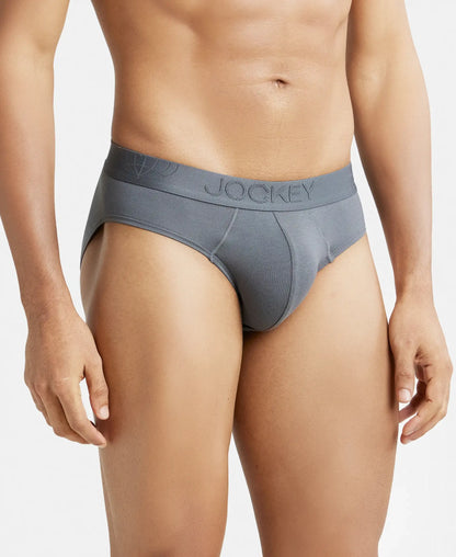 Tencel Micro Modal Cotton Elastane Stretch Solid Brief with Natural StayFresh Properties - Gun Metal