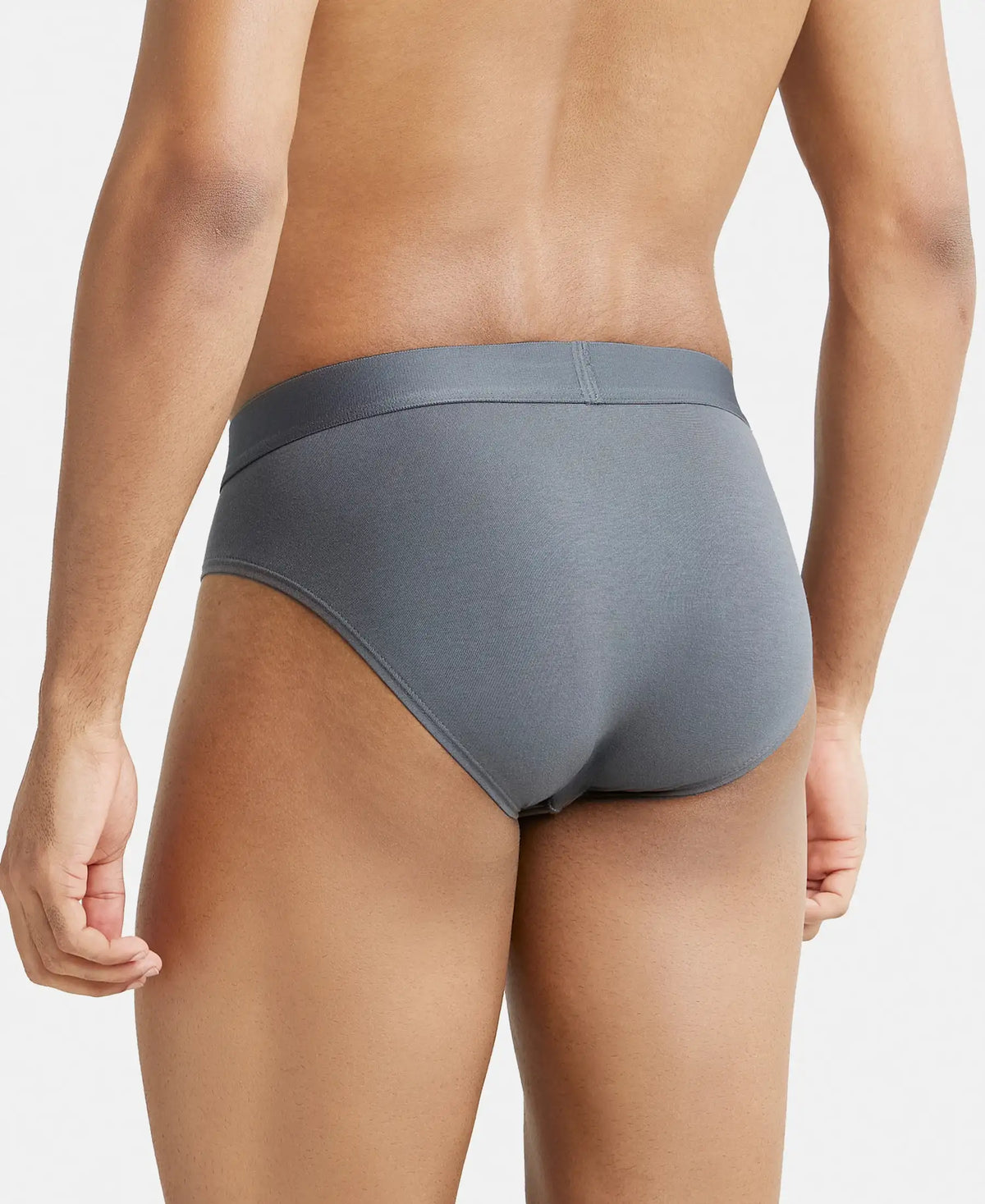 Tencel Micro Modal Cotton Elastane Stretch Solid Brief with Natural StayFresh Properties - Gun Metal