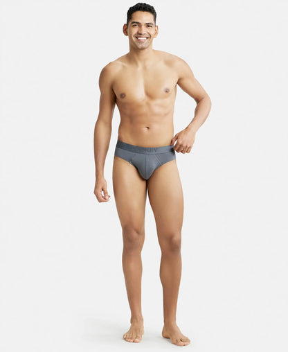 Tencel Micro Modal Cotton Elastane Stretch Solid Brief with Natural StayFresh Properties - Gun Metal