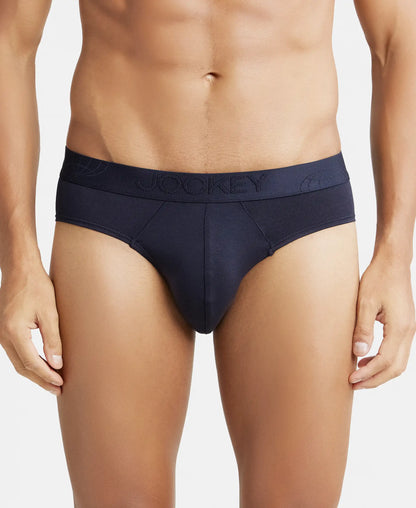 Tencel Micro Modal Cotton Elastane Stretch Solid Brief with Natural StayFresh Properties - True Navy