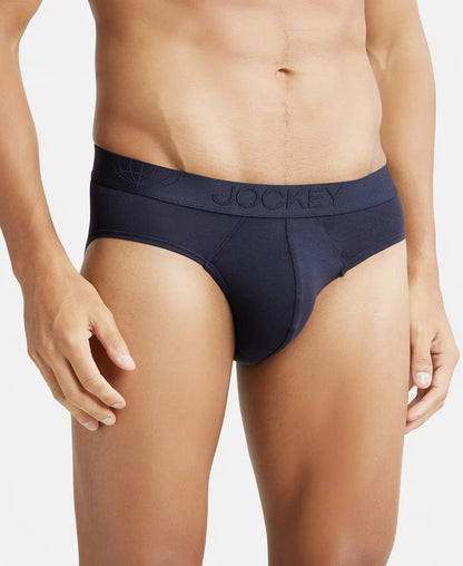 Tencel Micro Modal Cotton Elastane Stretch Solid Brief with Natural StayFresh Properties - True Navy