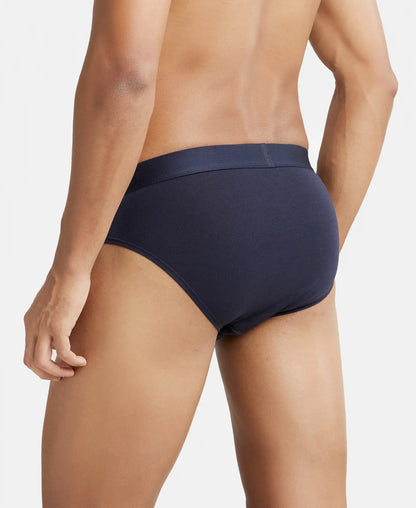 Tencel Micro Modal Cotton Elastane Stretch Solid Brief with Natural StayFresh Properties - True Navy