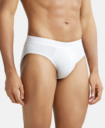 Tencel Micro Modal Cotton Elastane Stretch Solid Brief with Natural StayFresh Properties - White