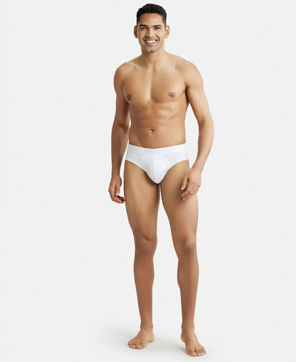 Tencel Micro Modal Cotton Elastane Stretch Solid Brief with Natural StayFresh Properties - White