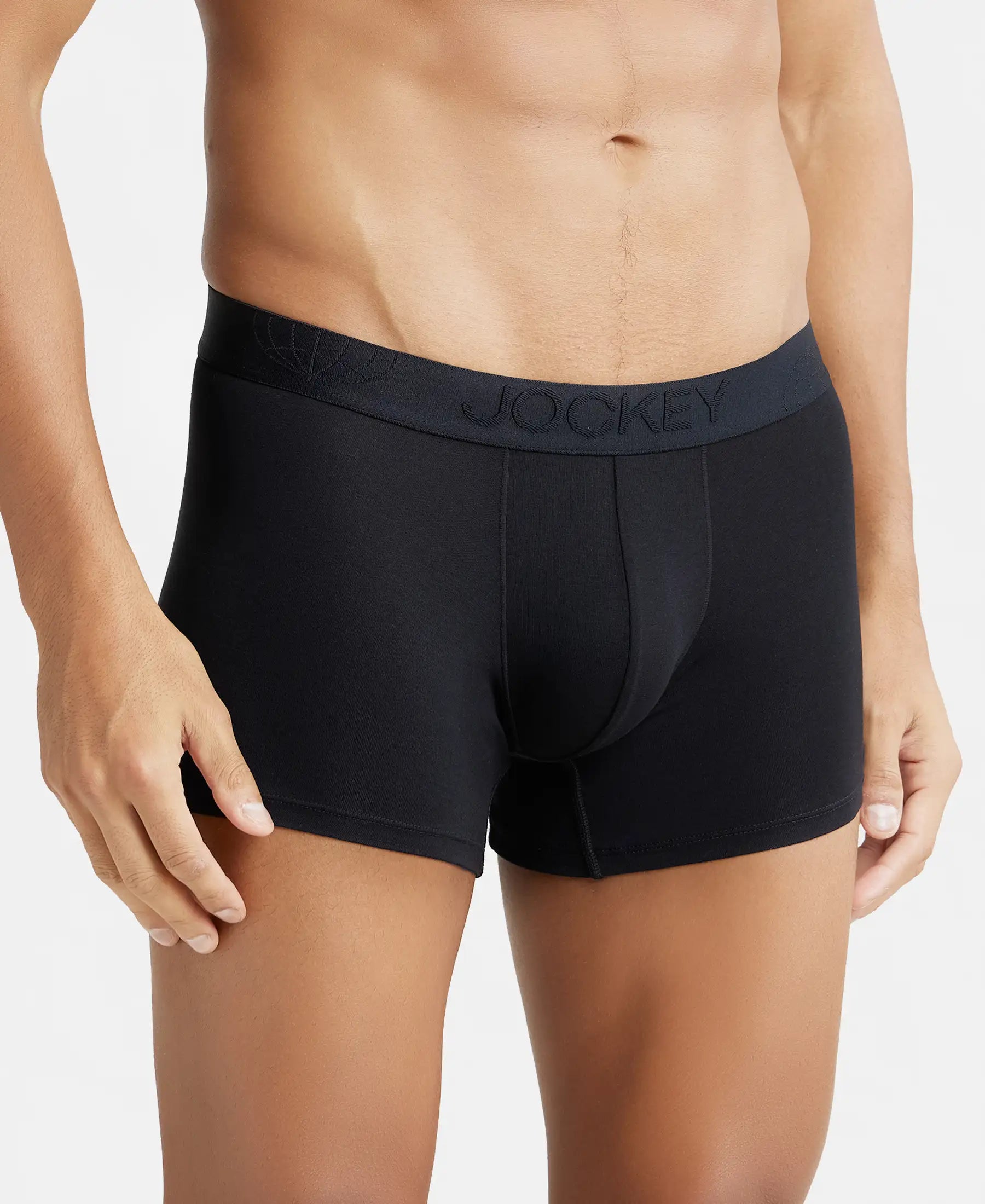 Tencel Micro Modal Cotton Elastane Stretch Solid Trunk with Natural StayFresh Properties - Black
