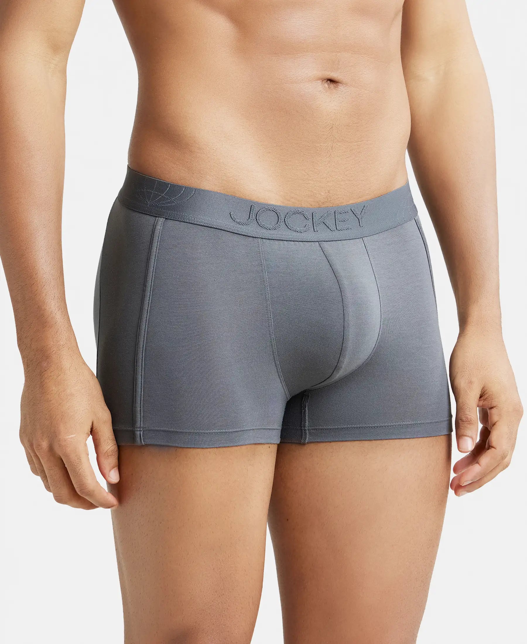Tencel Micro Modal Cotton Elastane Stretch Solid Trunk with Natural StayFresh Properties - Gun Metal
