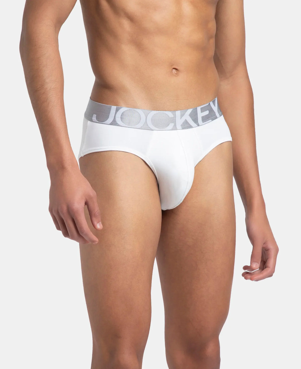 Tactel Microfiber Elastane Stretch Solid Brief with Moisture Move Properties - White