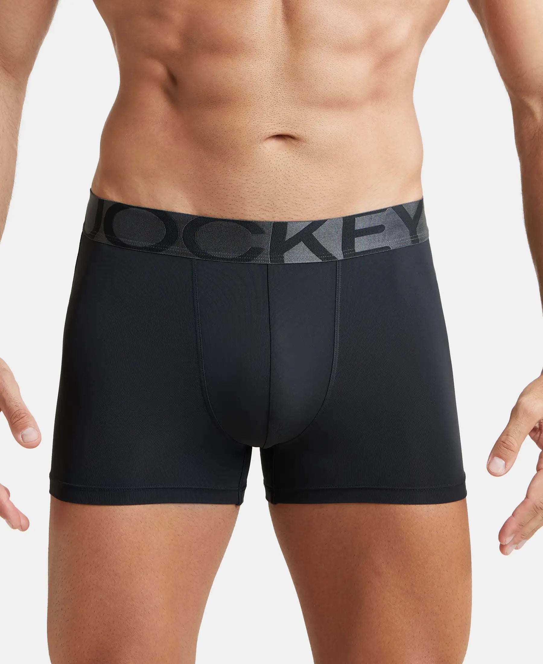 Tactel Microfiber Elastane Stretch Solid Trunk with Moisture Move Properties - Black