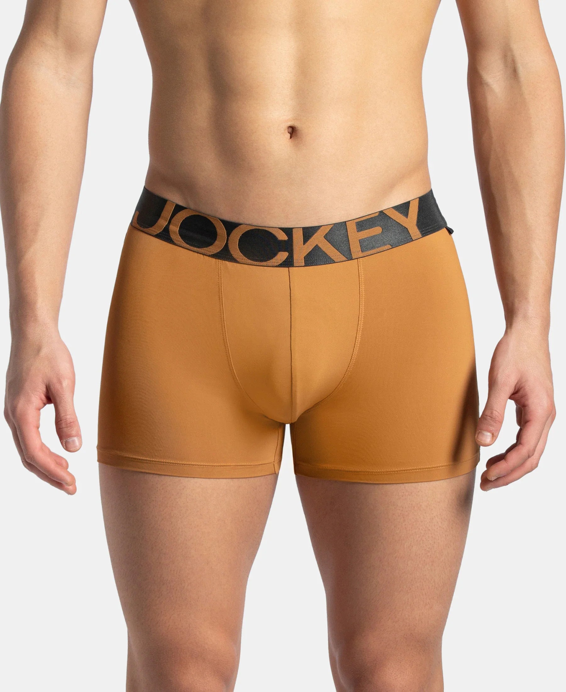 Tactel Microfiber Elastane Stretch Solid Trunk with Moisture Move Properties - Brown Sugar