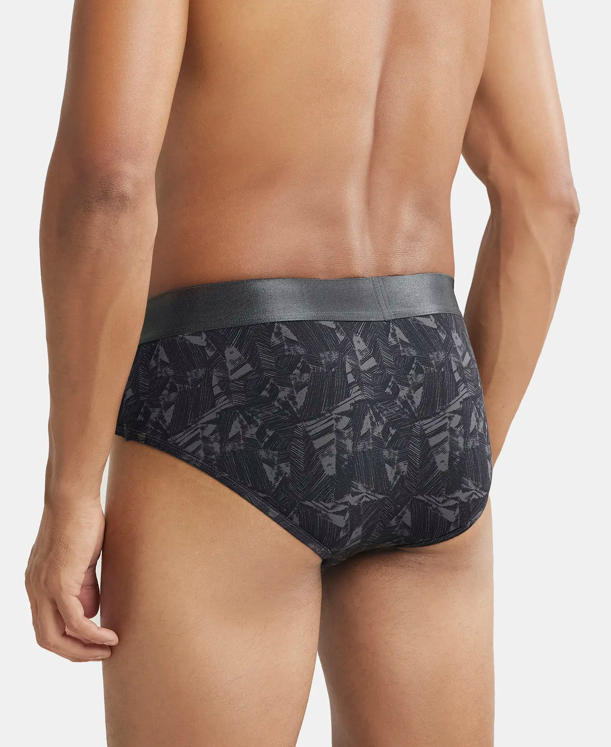 Tactel Microfiber Elastane Stretch Printed Brief with Moisture Move Properties - Ebony Grey Prints