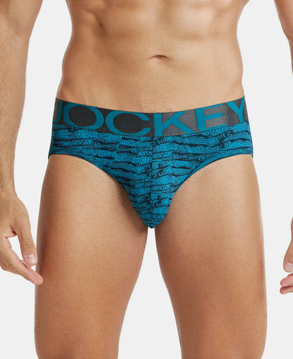 Tactel Microfiber Elastane Stretch Printed Brief with Moisture Move Properties - Ocean Depth Prints