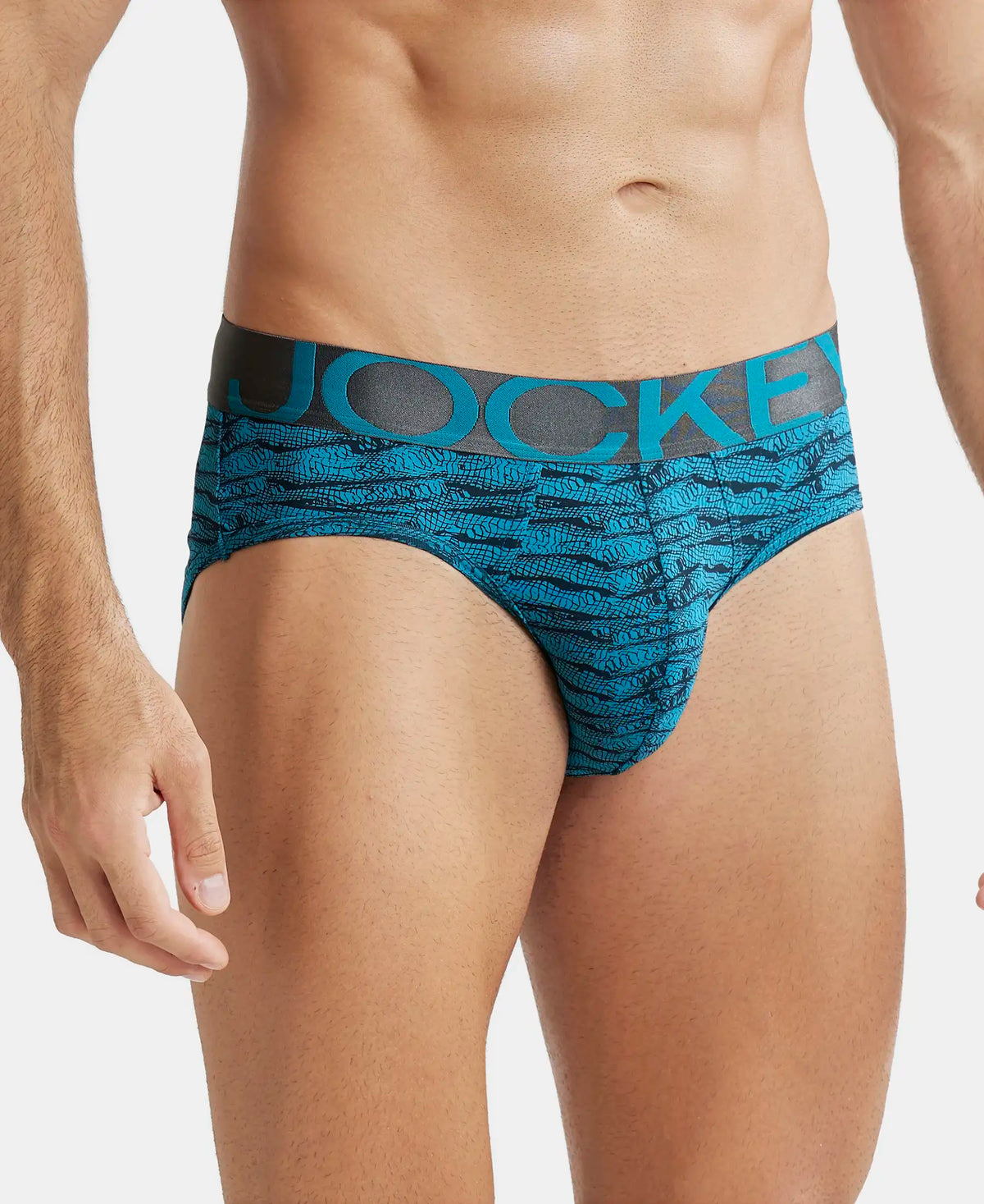 Tactel Microfiber Elastane Stretch Printed Brief with Moisture Move Properties - Ocean Depth Prints