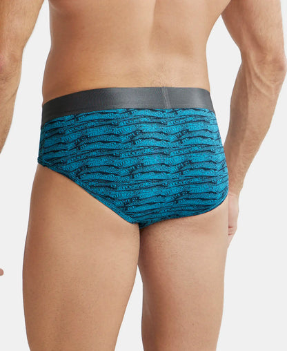 Tactel Microfiber Elastane Stretch Printed Brief with Moisture Move Properties - Ocean Depth Prints