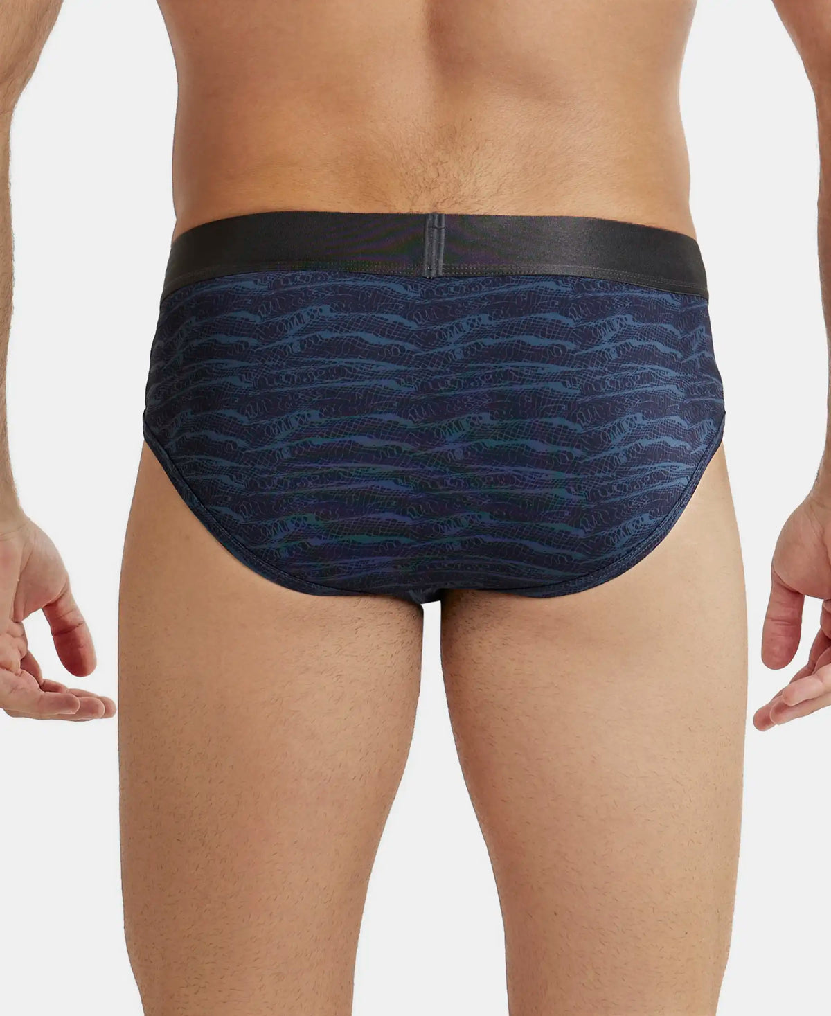 Tactel Microfiber Elastane Stretch Printed Brief with Moisture Move Properties - True Navy Printed