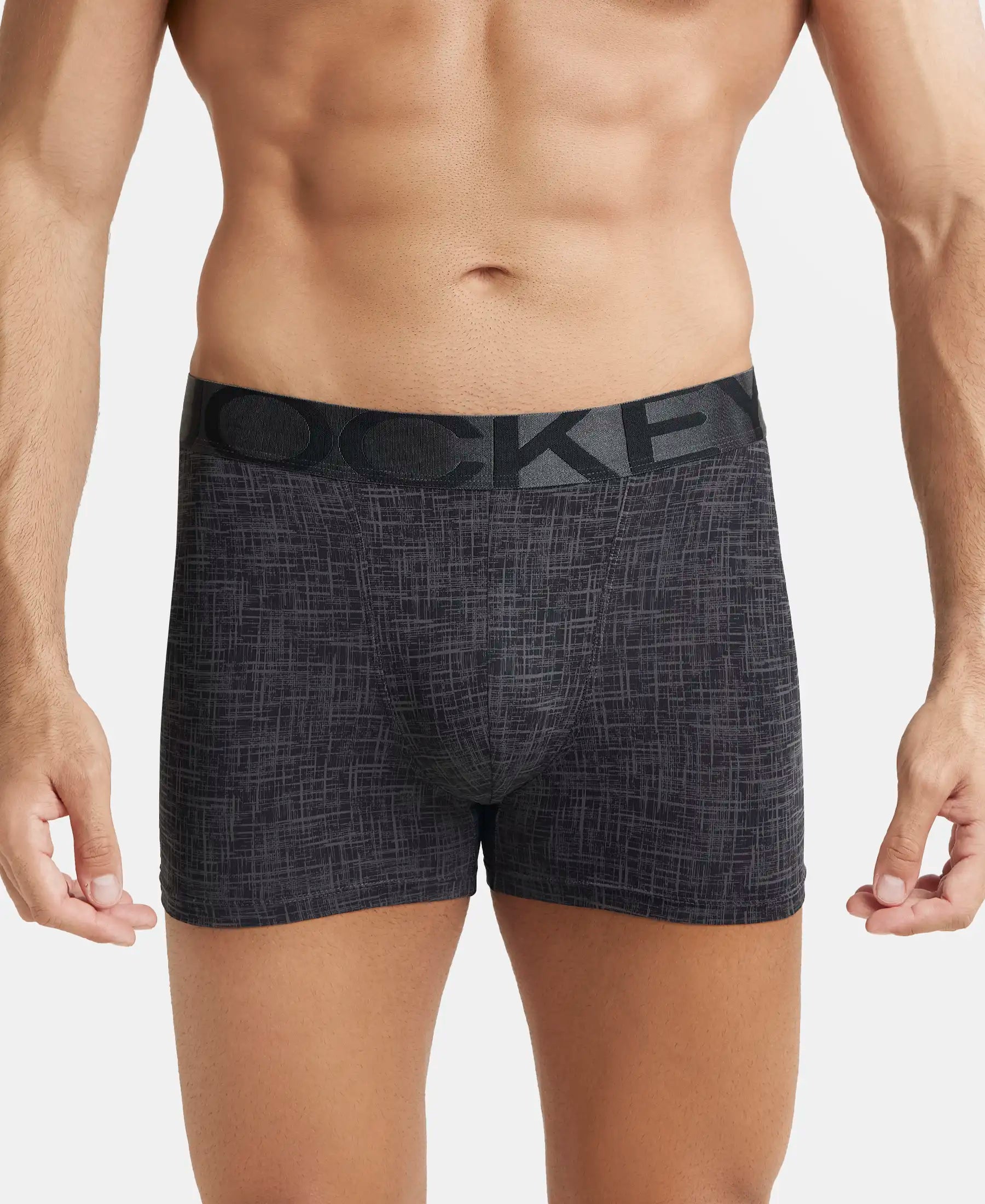 Tactel Microfiber Elastane Stretch Printed Trunk with Moisture Move Properties - Ebony Grey Prints