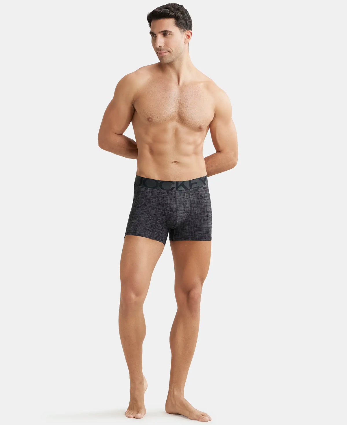 Tactel Microfiber Elastane Stretch Printed Trunk with Moisture Move Properties - Ebony Grey Prints