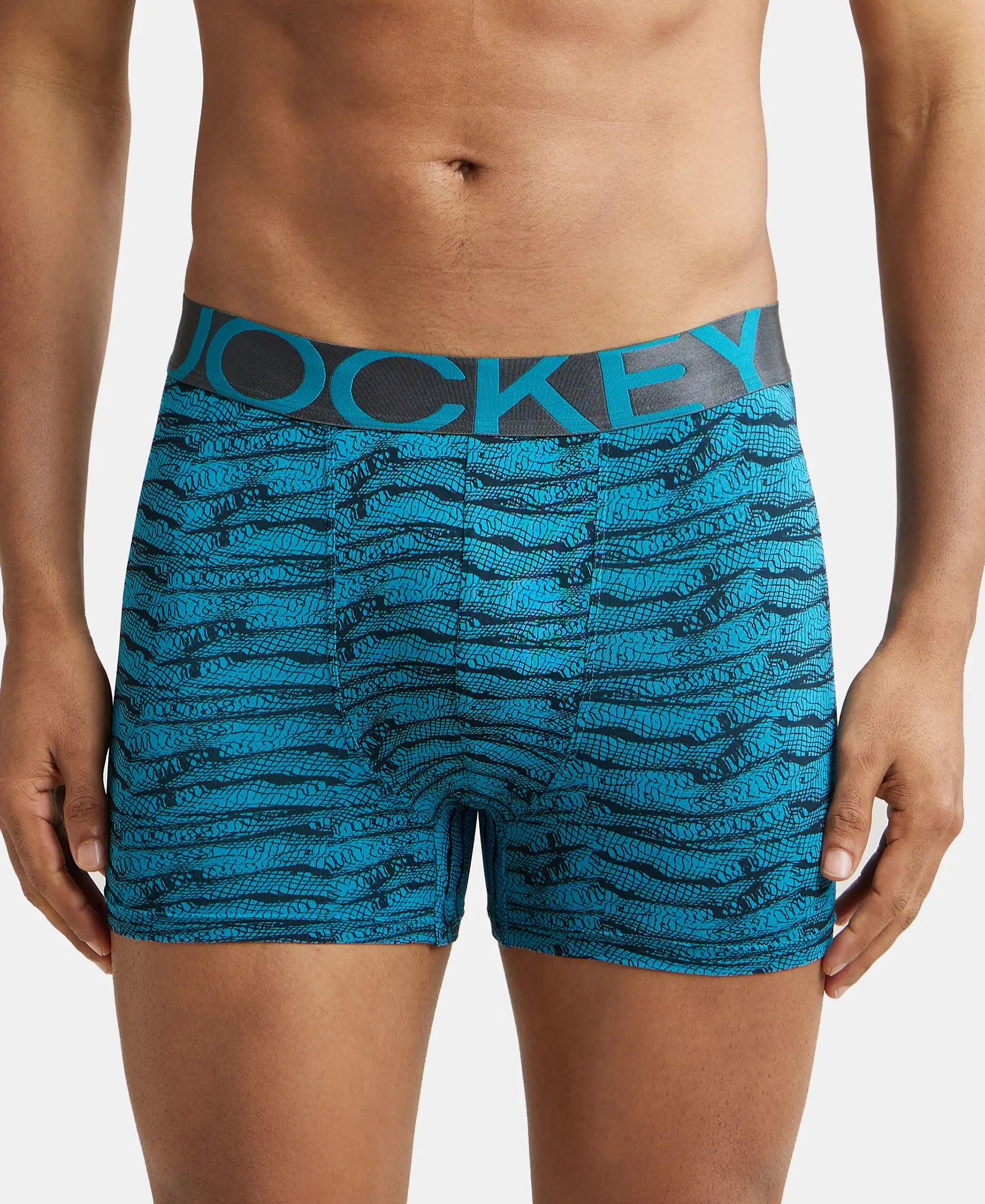 Tactel Microfiber Elastane Stretch Printed Trunk with Moisture Move Properties - Ocean Depth Prints