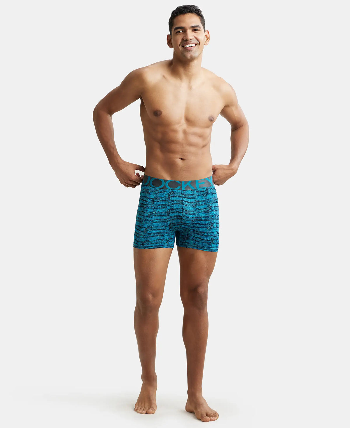 Tactel Microfiber Elastane Stretch Printed Trunk with Moisture Move Properties - Ocean Depth Prints