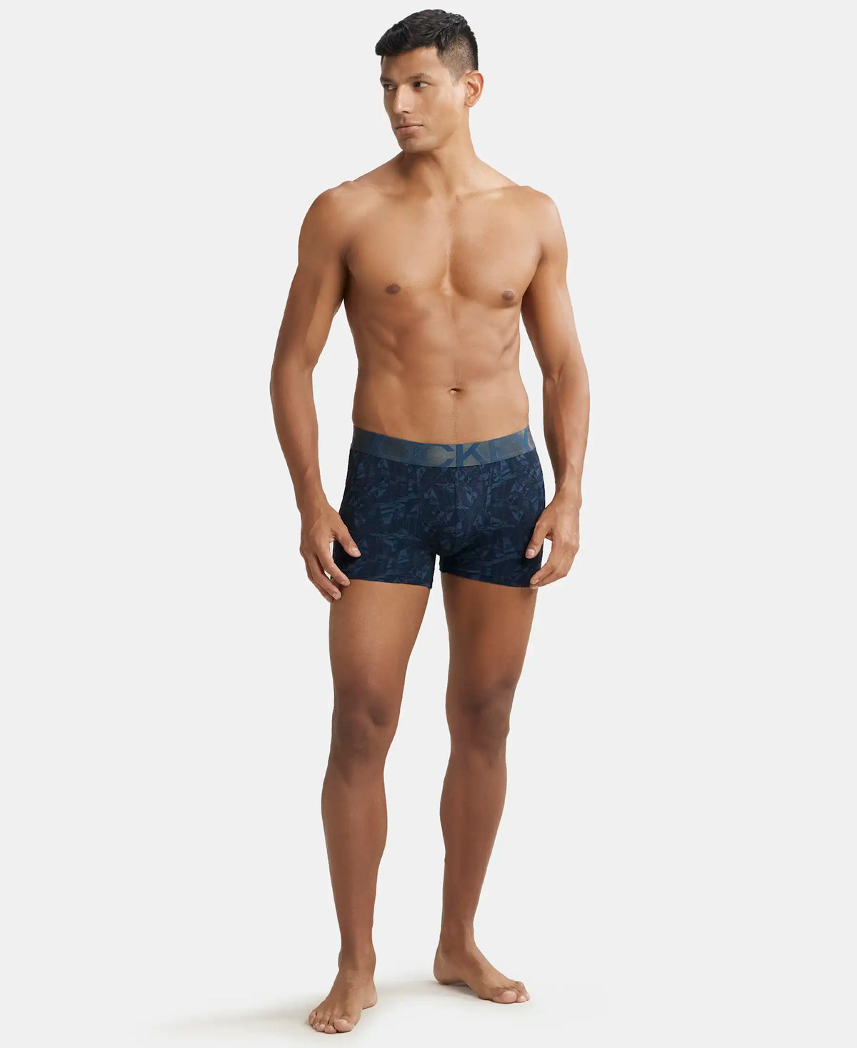 Tactel Microfiber Elastane Stretch Printed Trunk with Moisture Move Properties - Petrol Base Printed