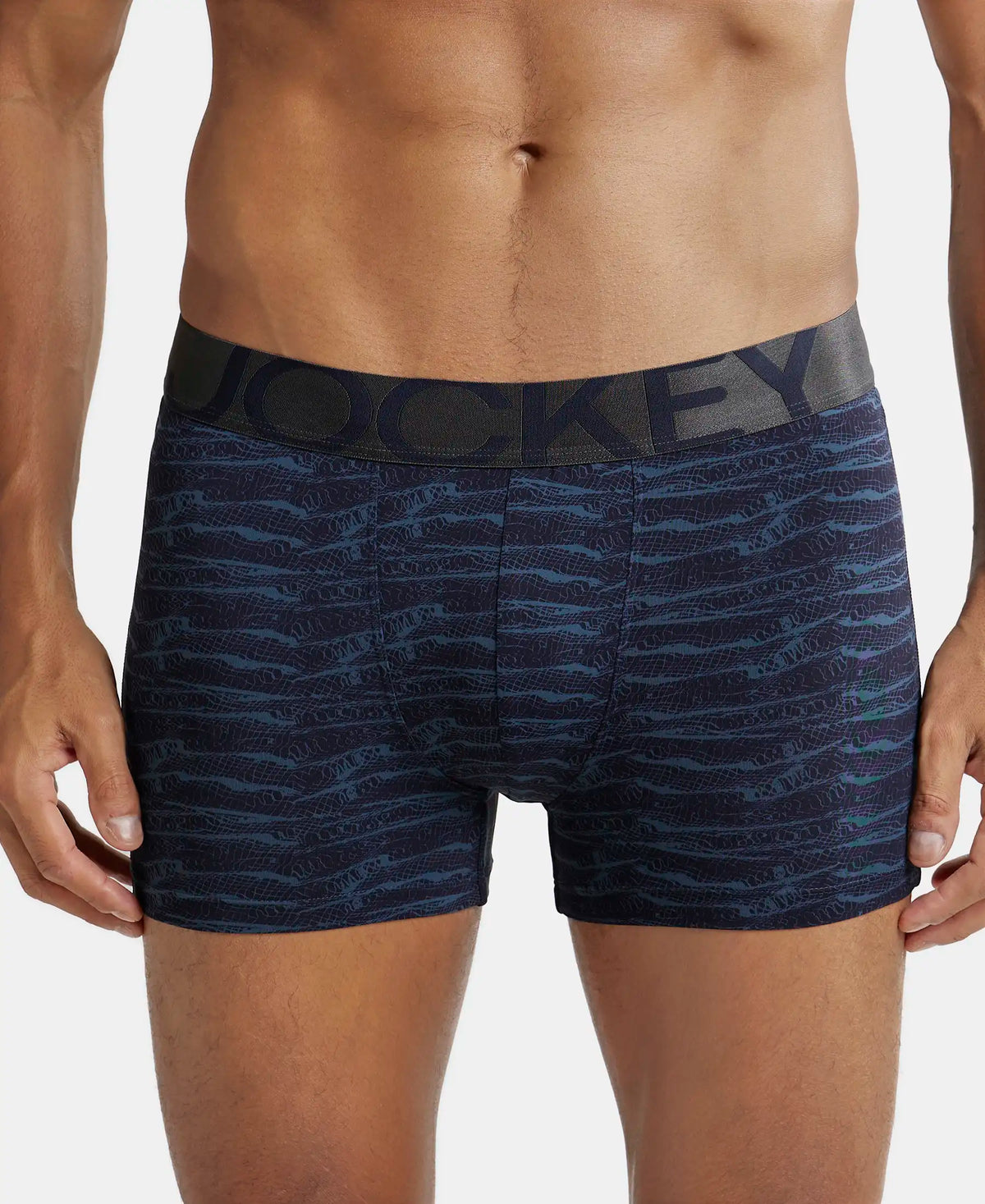 Tactel Microfiber Elastane Stretch Printed Trunk with Moisture Move Properties - True Navy Printed