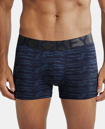 Tactel Microfiber Elastane Stretch Printed Trunk with Moisture Move Properties - True Navy Printed