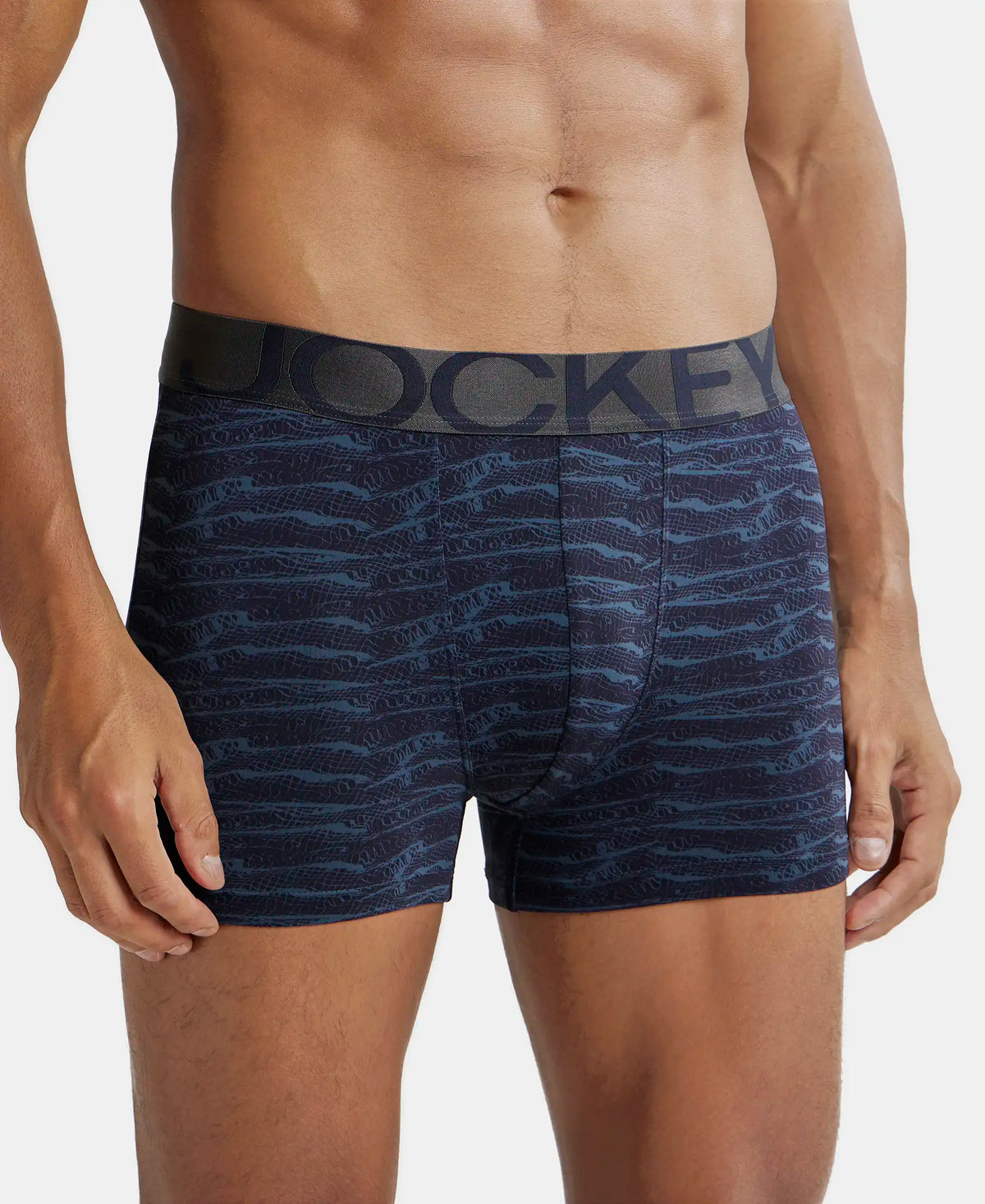 Tactel Microfiber Elastane Stretch Printed Trunk with Moisture Move Properties - True Navy Printed